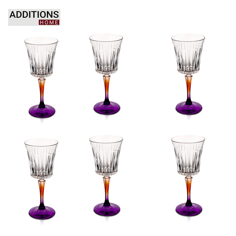 RCR (Made in Italy) Gipsy Crystal Coloured Wine Goblet Glasses(Limited Edition), 298 ml, Set of 6