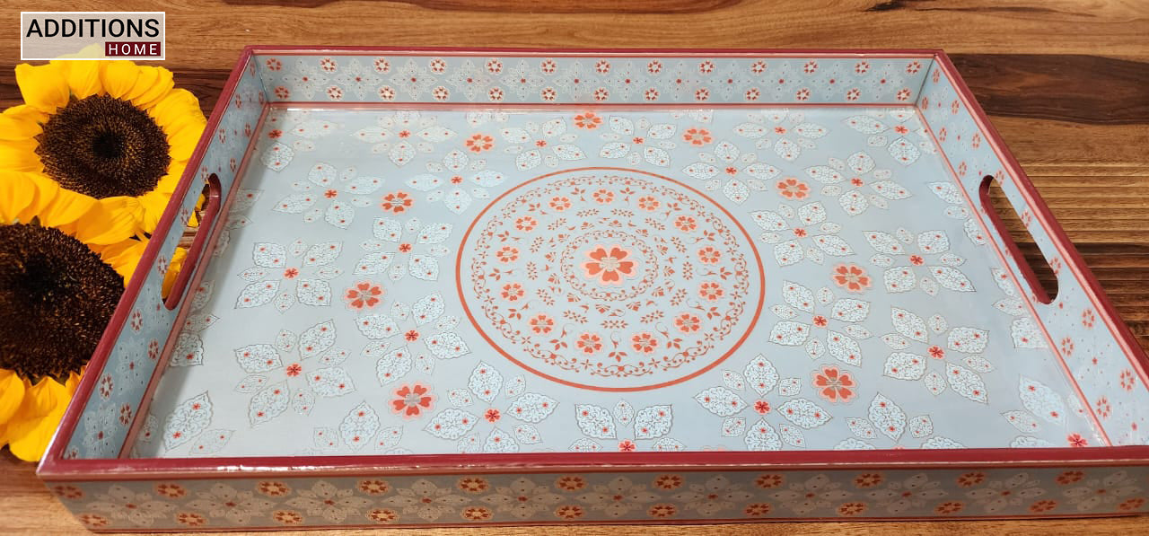 PRINTED MULTIPURPOSE TRAY SERVING TRAY TABLE DECOR DIWALI GIFT DECORATIVE TRAY