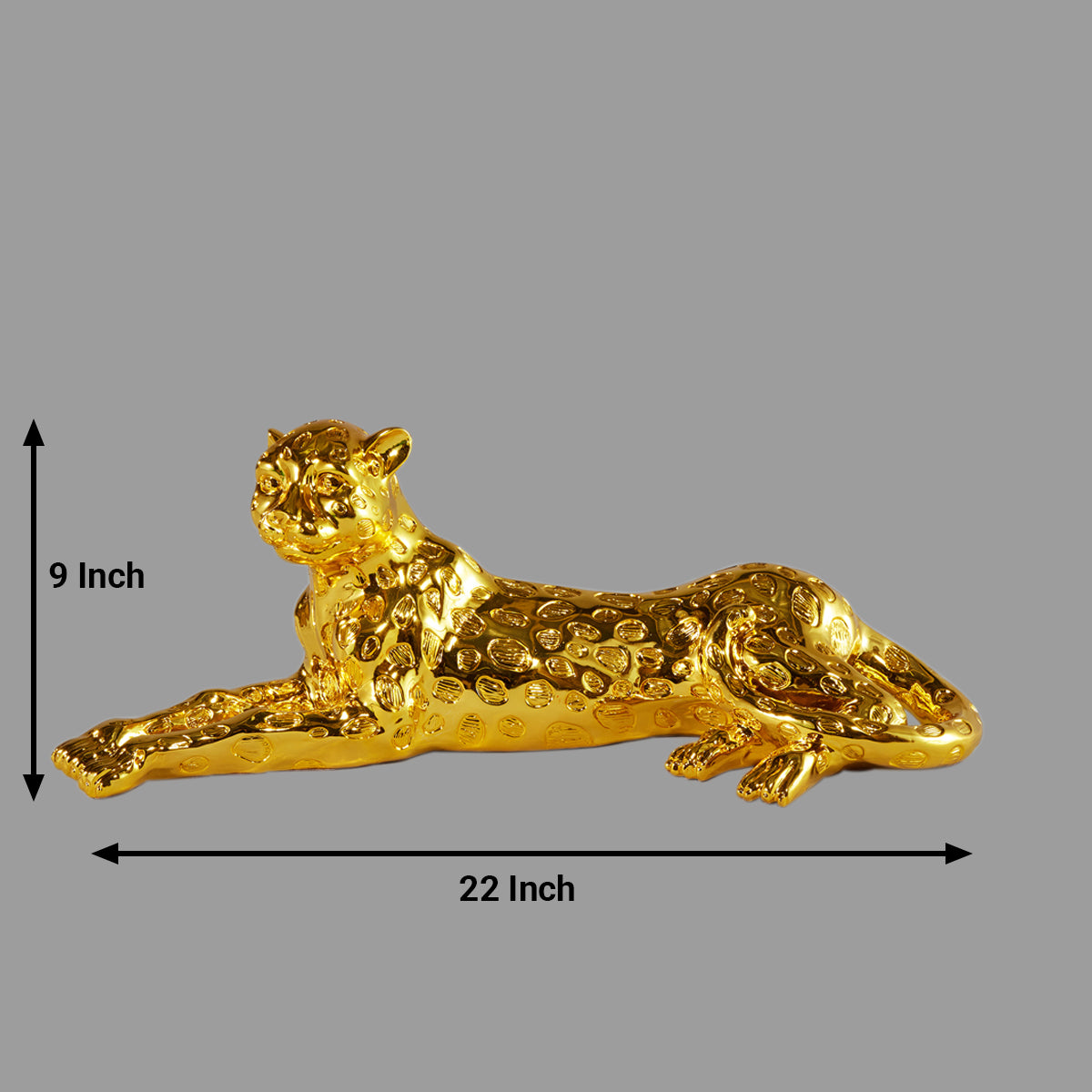 Golden Wild Animal Leopard Sculpture Resin Craft, Living Room Study Leopard Decoration 22x9 Inch