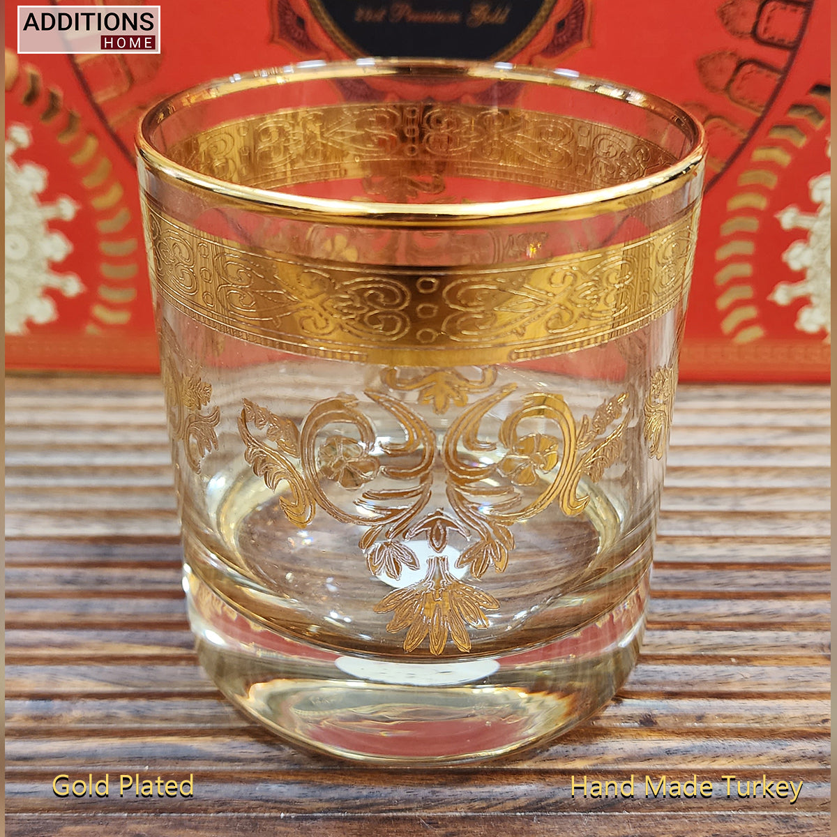 Hand Crafted Gold Plated Whiskey Glasses Capacity: 360 ML, for Home and Kitchen - Ideal Gift for Housewarming