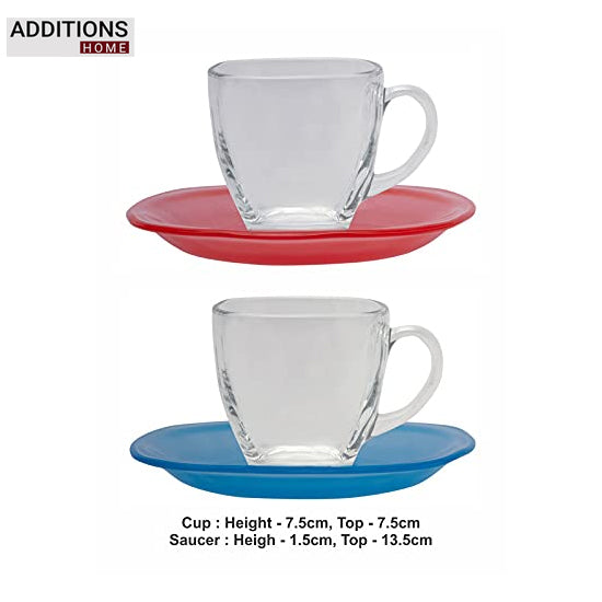Rainbow Cup and Saucer Set, 12 Pieces, Multicolor, 220ml