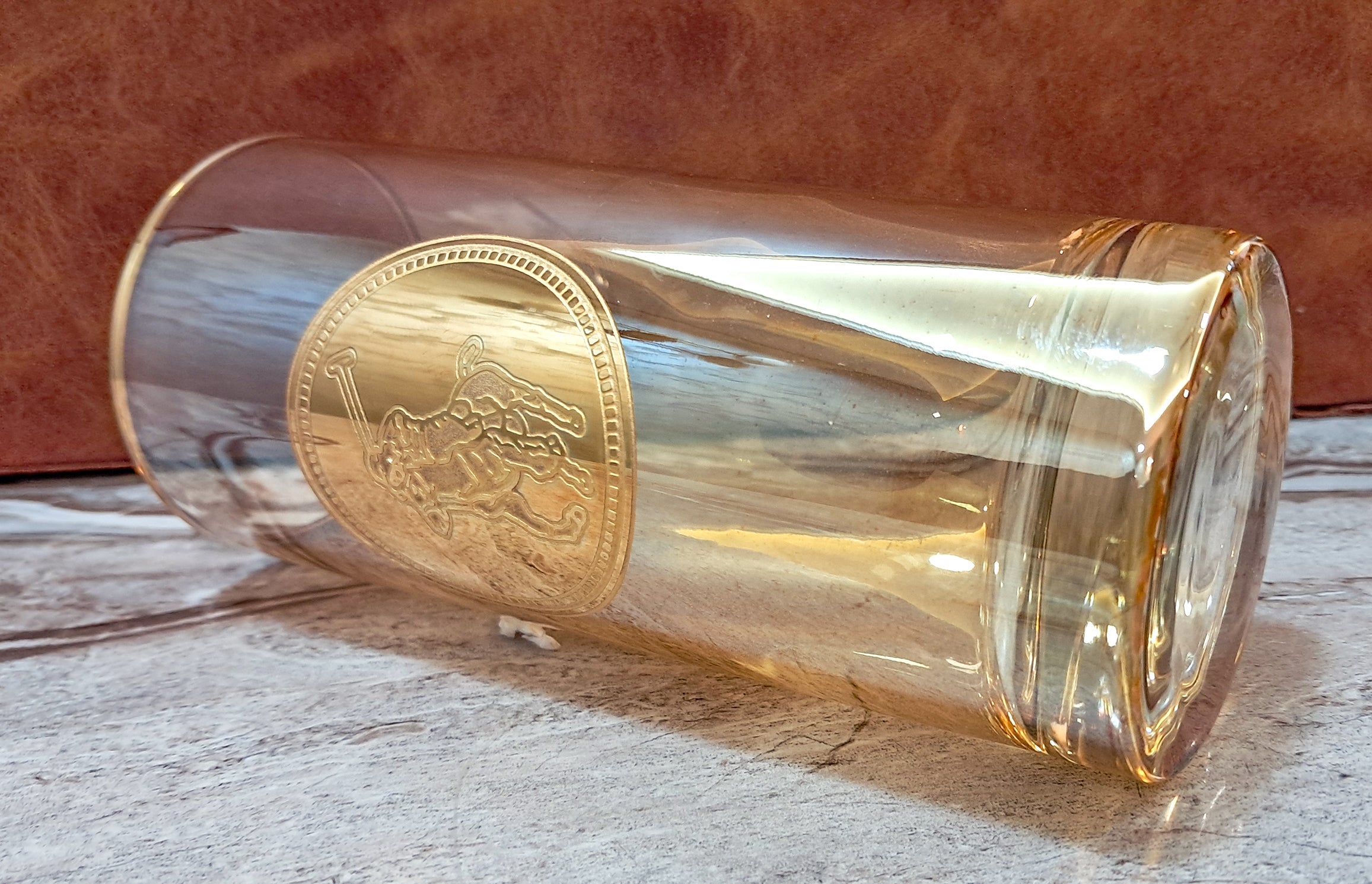 Hand Crafted Gold Plated Long Glasses Capacity: 370 ML, for Home and Kitchen - Ideal Gift for Housewarming