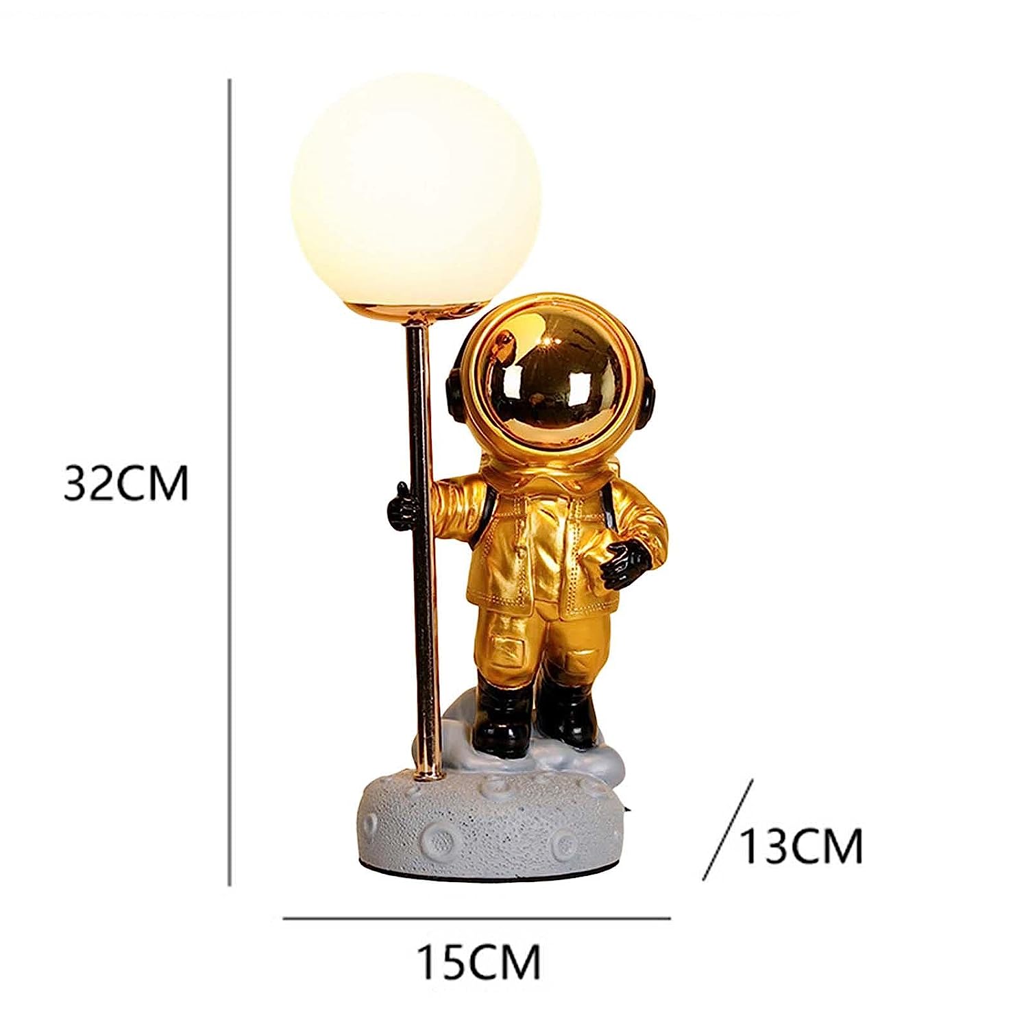 Astronaut Table USB Lamp/Spaceman Bedroom Bedside Light (Golden)