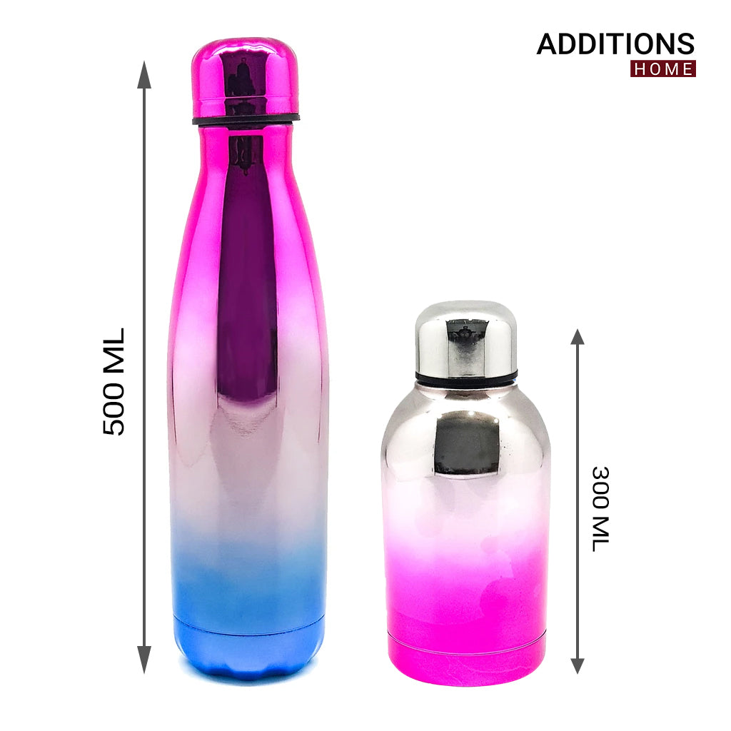 Stainless Steel Vacuum Insulated Water Bottle | Leak-Proof Double Walled Bottle Capacity of 500 ML & 300 ML Set Of 2