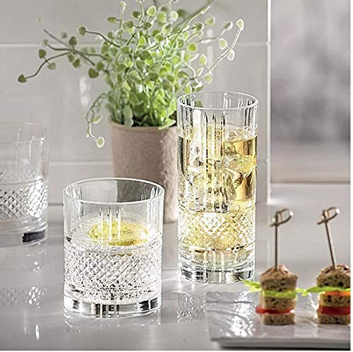 RCR (Made in Italy) Brillante Crystal Short Whisky Water Tumblers Glasses, 340 ml, Set of 6