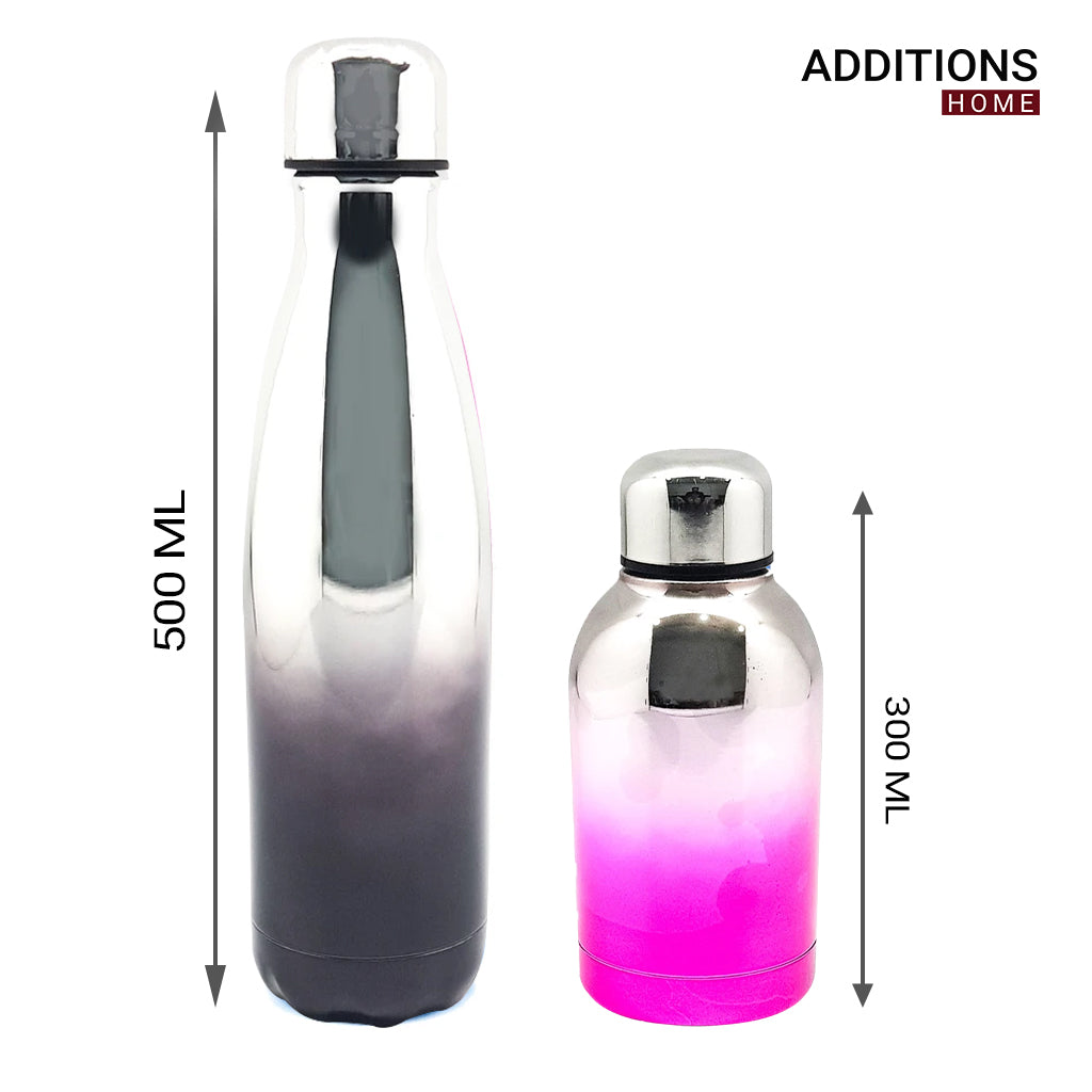 Stainless Steel Vacuum Insulated Water Bottle | Leak-Proof Double Walled Bottle Capacity of 500 ML & 300 ML Set Of 2