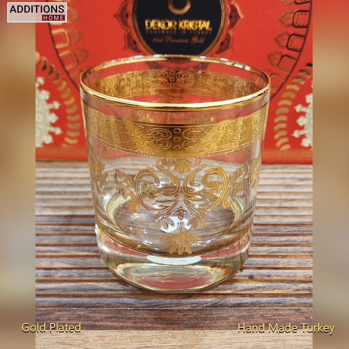 Hand Crafted Gold Plated Whiskey Glasses Capacity: 360 ML, for Home and Kitchen - Ideal Gift for Housewarming