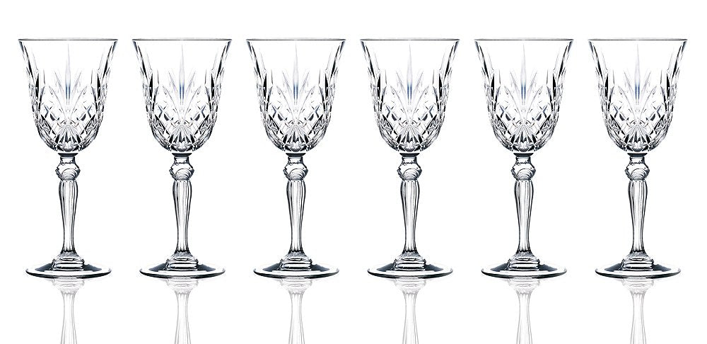 RCR (Made in Italy) Melodia Crystal Wine Goblet Glasses, 210 ml, Set of 6