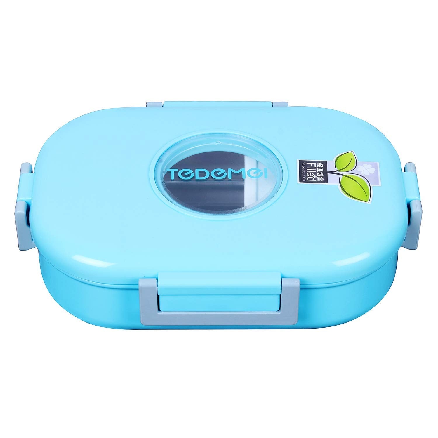 Insulated Rectangle Lunch Box Stainless Steel Inside and P.P Outside (710ml),  6951, Blue