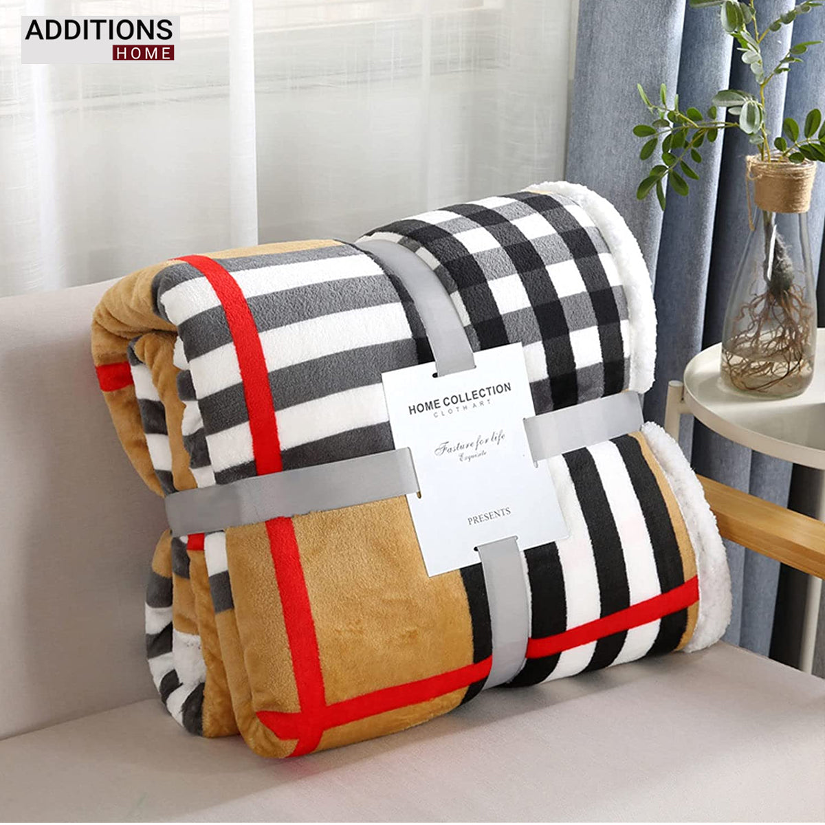 Winter Mink Warm Blanket with Sherpa Back Double Bed 220 x 240 Cms