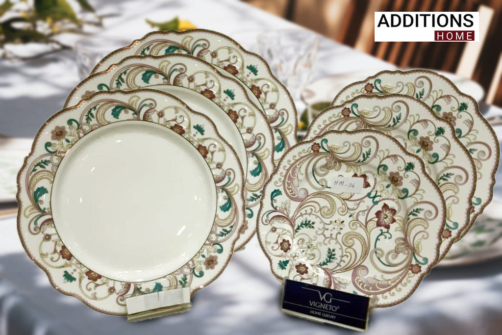 Fine Bone China Dinner Set 24K Gold Plated 35 PCS from Japan