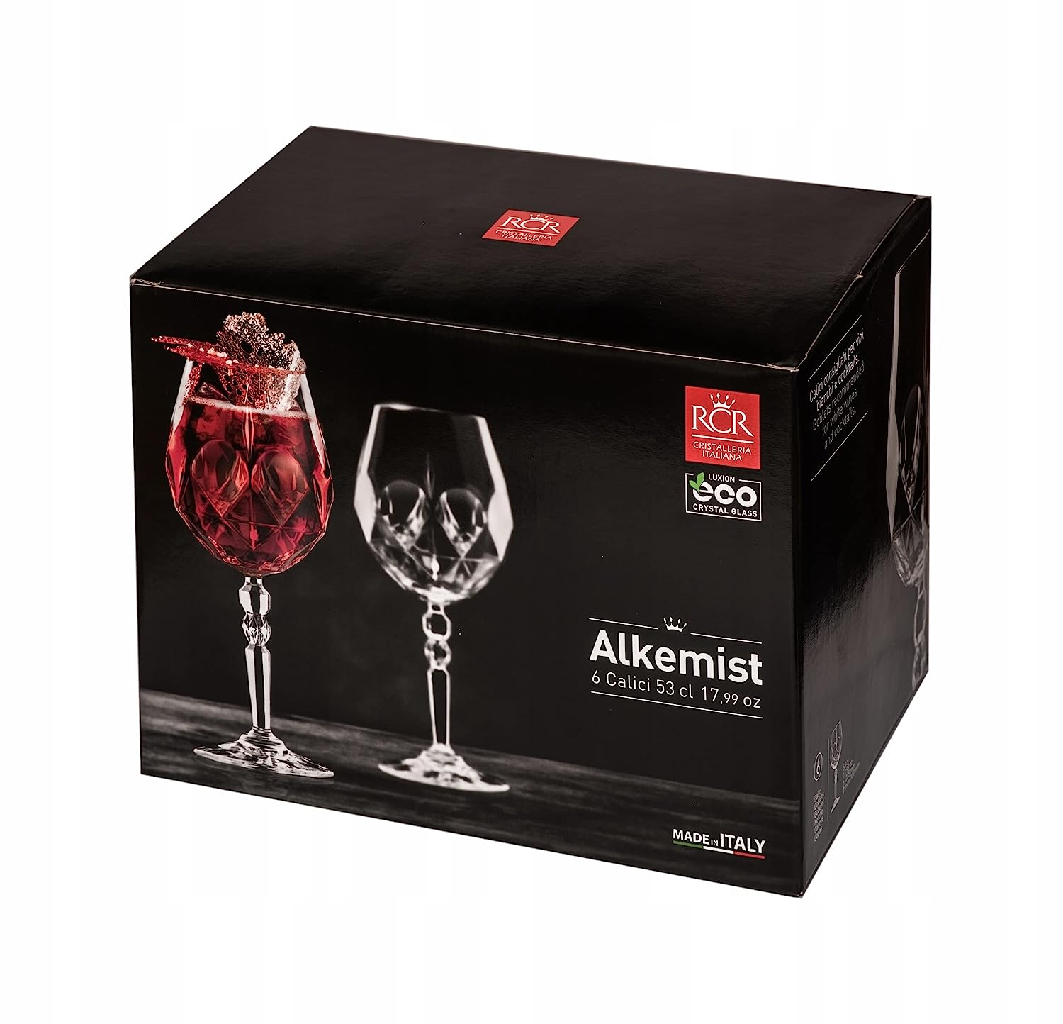 RCR (Made in Italy) Alkemist Crystal White Wine Goblet Glasses, 530 ml, Set of 6