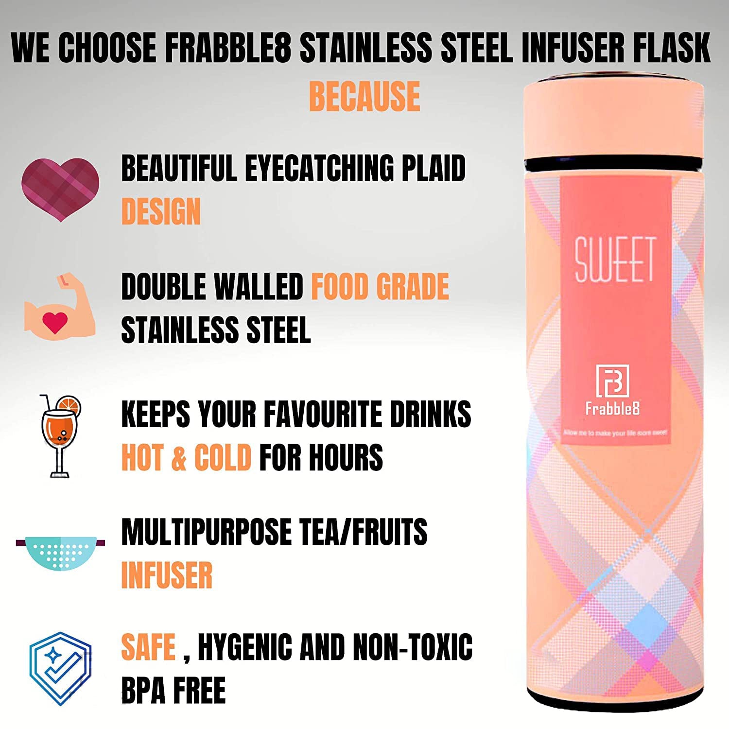 Stainless Steel Vacuum Insulated Water Bottle | Leak-Proof Double Walled Bottle Capacity of 480 ML