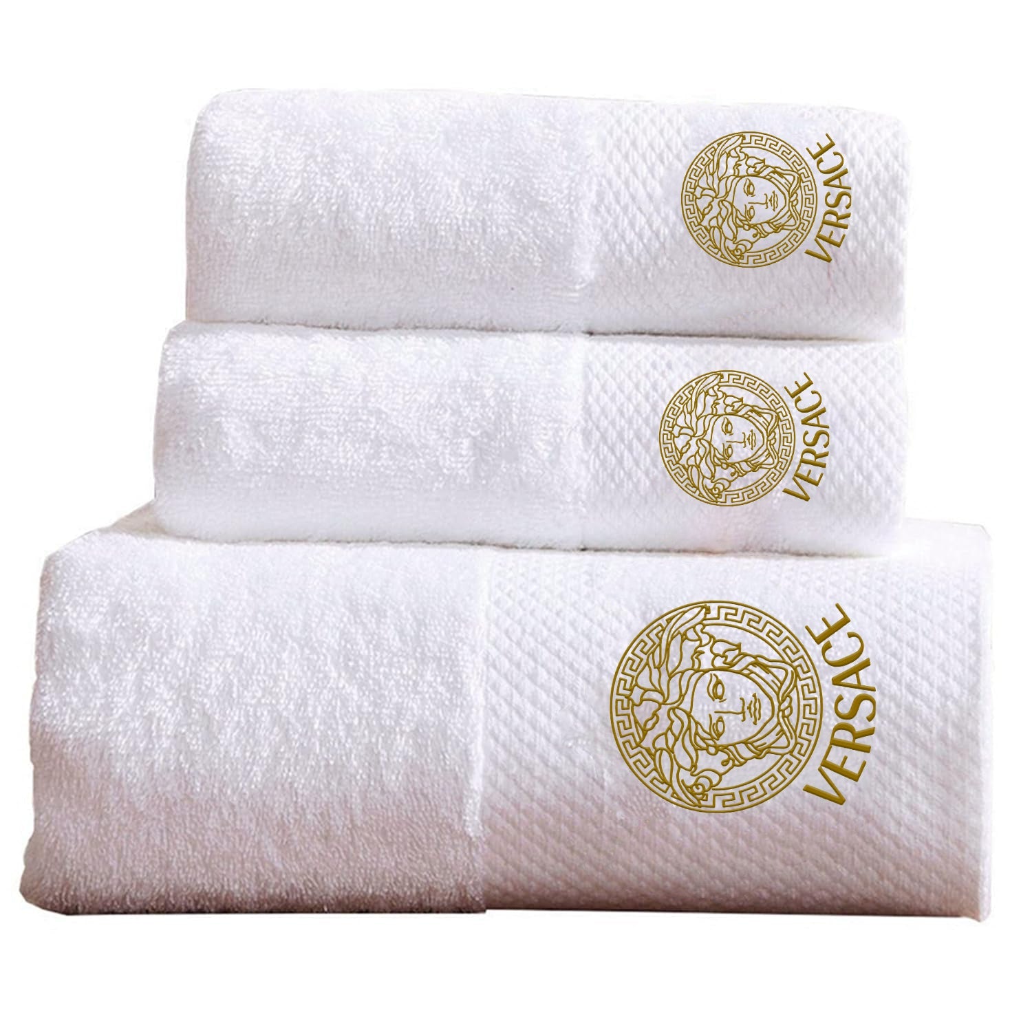 Embroidered Highly Absorbent Luxury Bath Towel Set Of 3