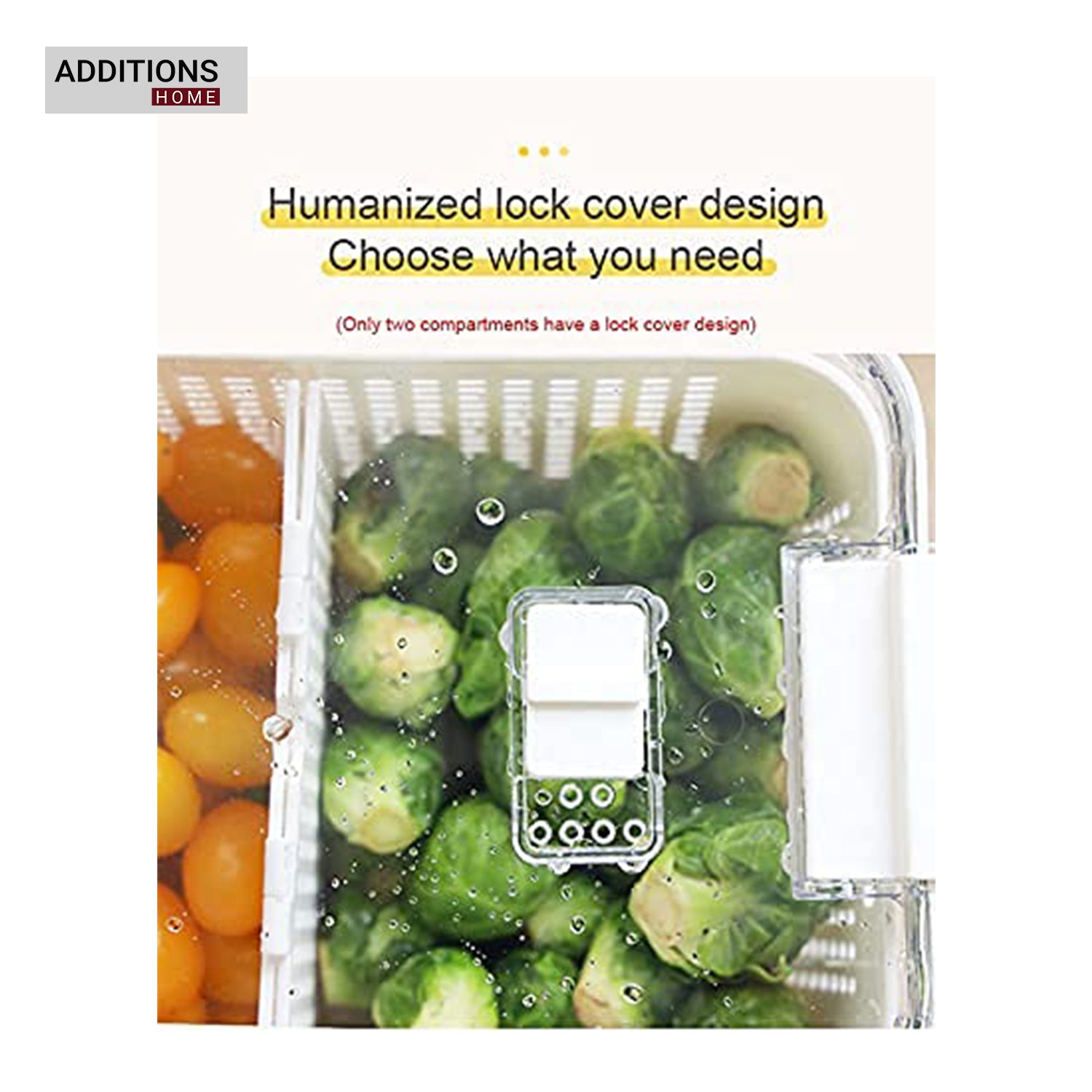 Fridge Storage Box Refrigerator Fresh Vegetable Fruit Boxes Drain Basket Storage Containers with Lid Kitchen Tools Organizer 1.7 Liter