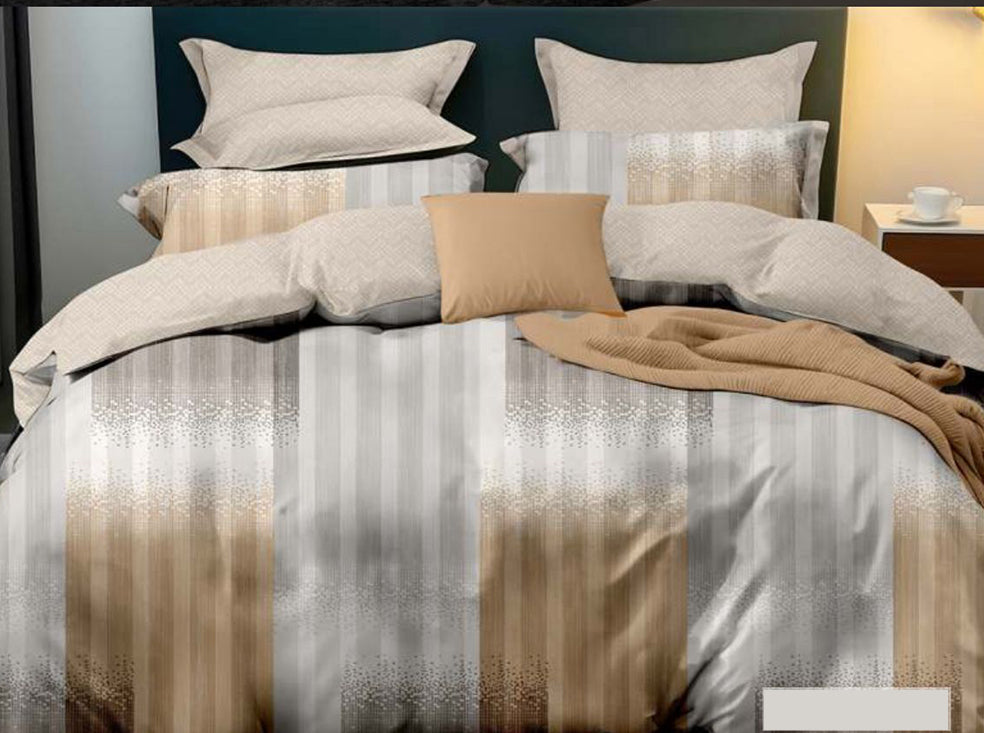 Spread Spain 220 TC Micro Fiber Super King Size Beautiful Prints Bedsheet - 108" X 108" and Duvet Cover - 90" X 108" with 2 Pillow Covers (18inch x27inch) - 4 Pcs Set