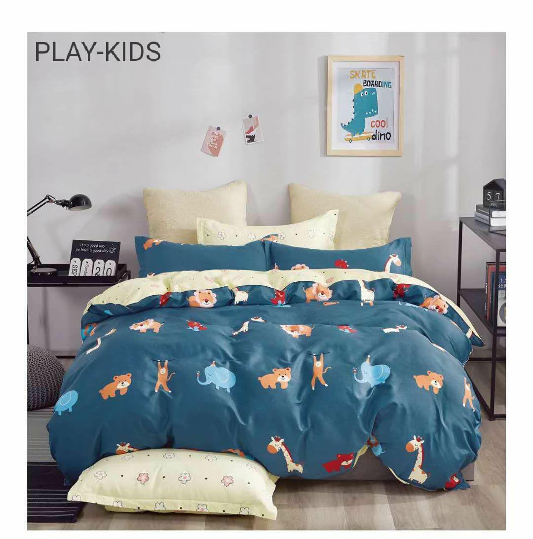 Kids 100% Cotton 350 TC Super King Size Double Bedsheet - 100" X 108" with 2 Pillow Covers - 3 Pcs Set