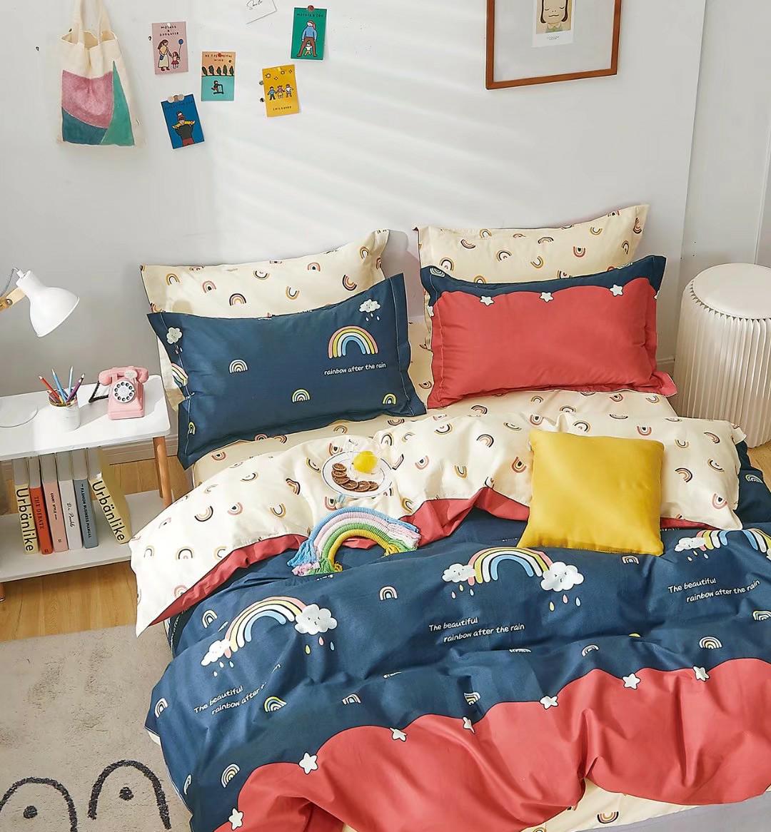 Kids 100% Cotton 350 TC Super King Size Double Bedsheet - 100" X 108" with 2 Pillow Covers - 3 Pcs Set