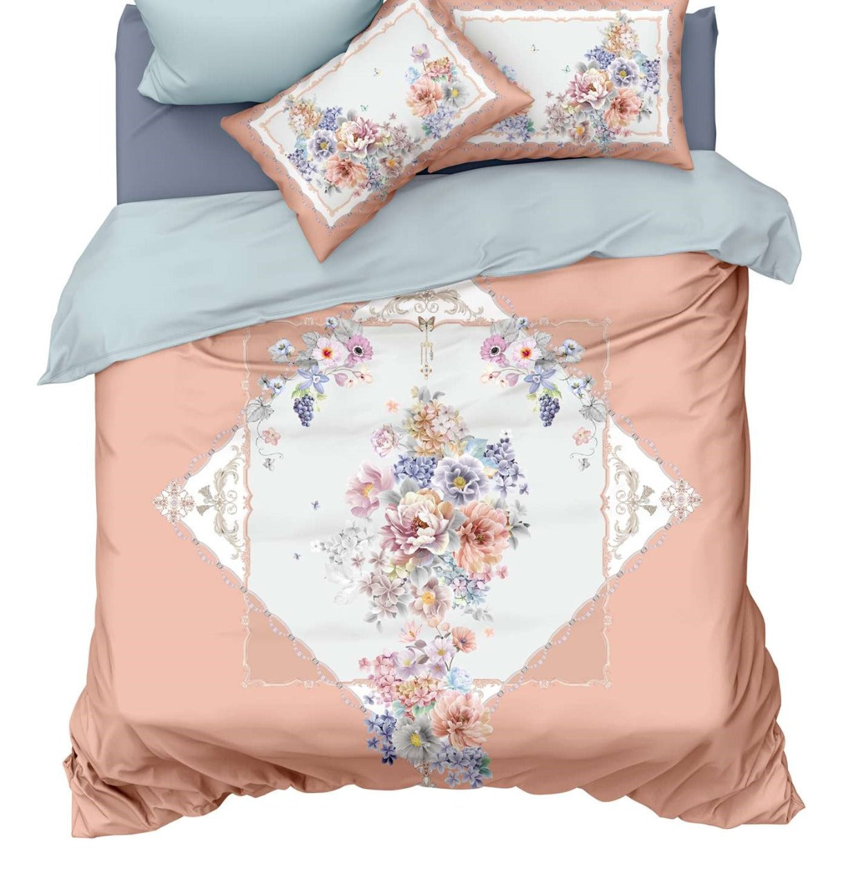 100% Comfortable 300 TC King Size Double Bedsheet Digital Print - 250 X 275 CM with 2 Pillow Covers - 3 Pcs Set