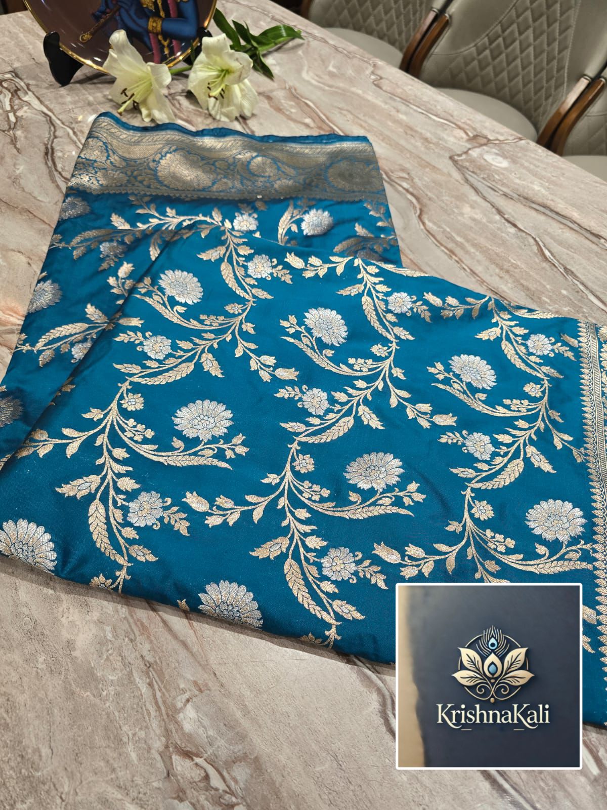 BANARASI SILK KATAN WOVEN JAAL BEAUTIFUL BLUE