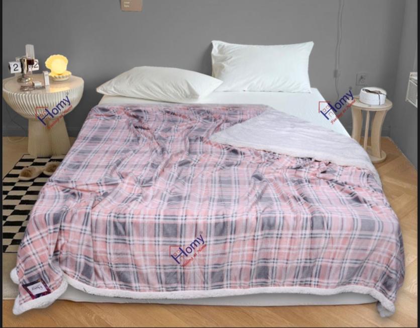 Printed Winter Warm Blanket/ Quit cover with Sherpa Back Double Bed 220 x 240 Cms