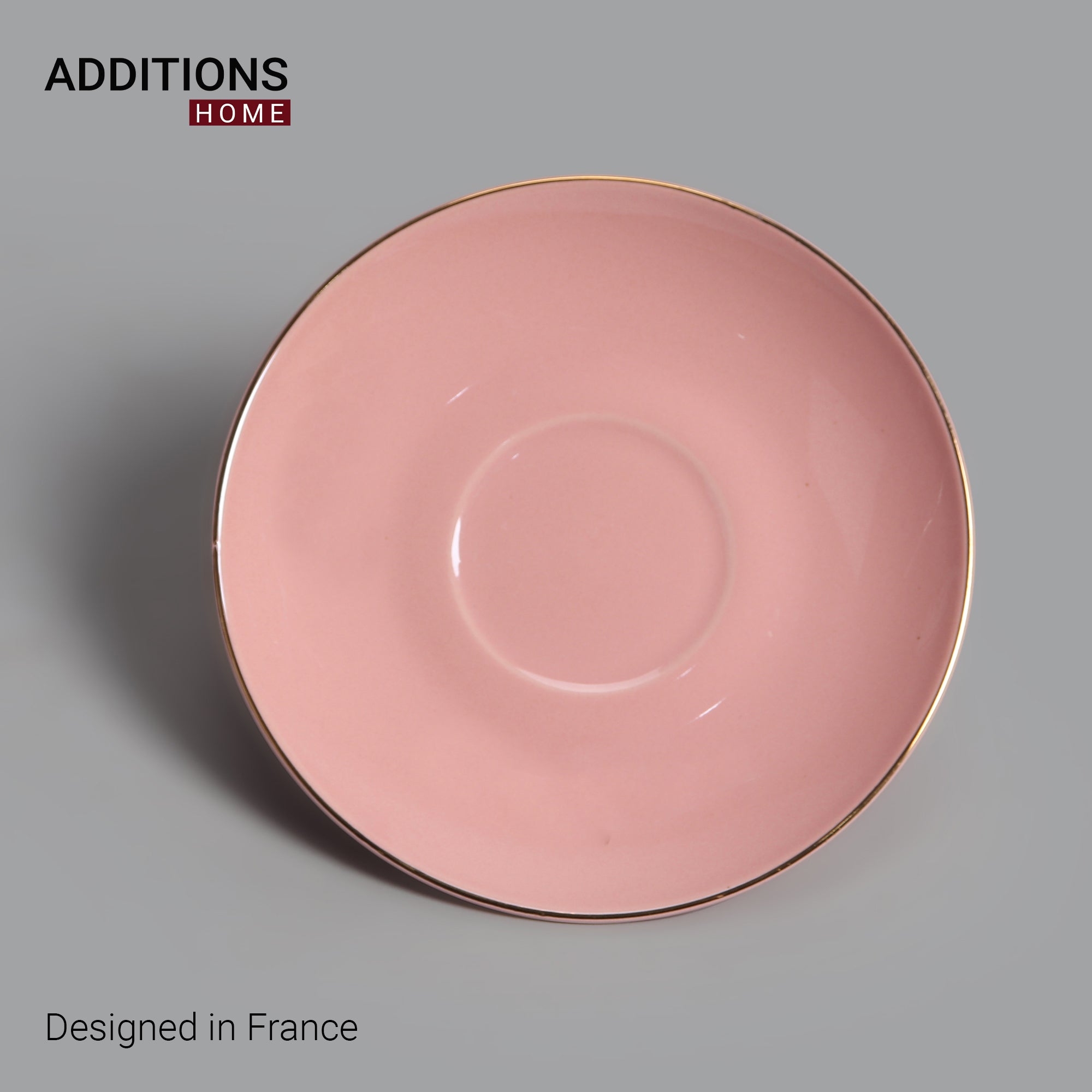 Fine English Bone China inner printed Cup and Saucer Pink (Set of 6)