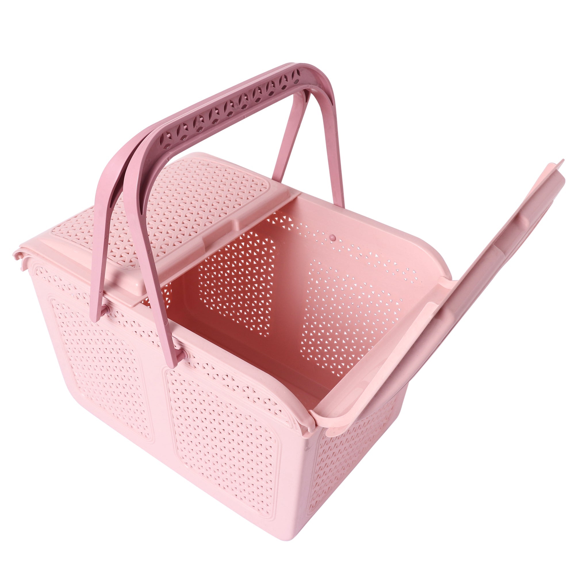 Plastic Lunch Basket with Lid for Office, Home and Picnic Use Pink