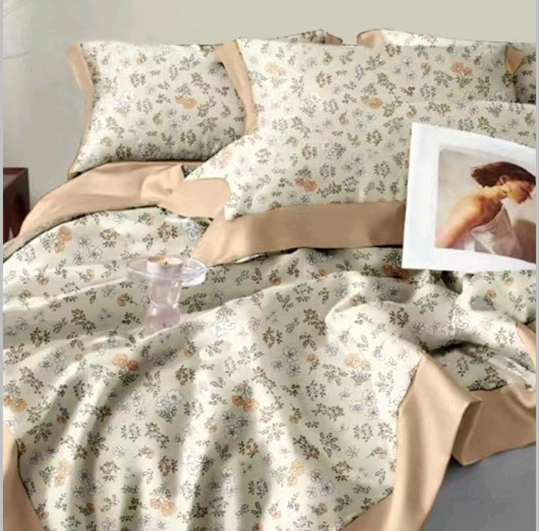 Modal Printed 400 TC King Size Double Bedsheet - 275 X 275 CM with 2 Pillow Covers - 3 Pcs Set