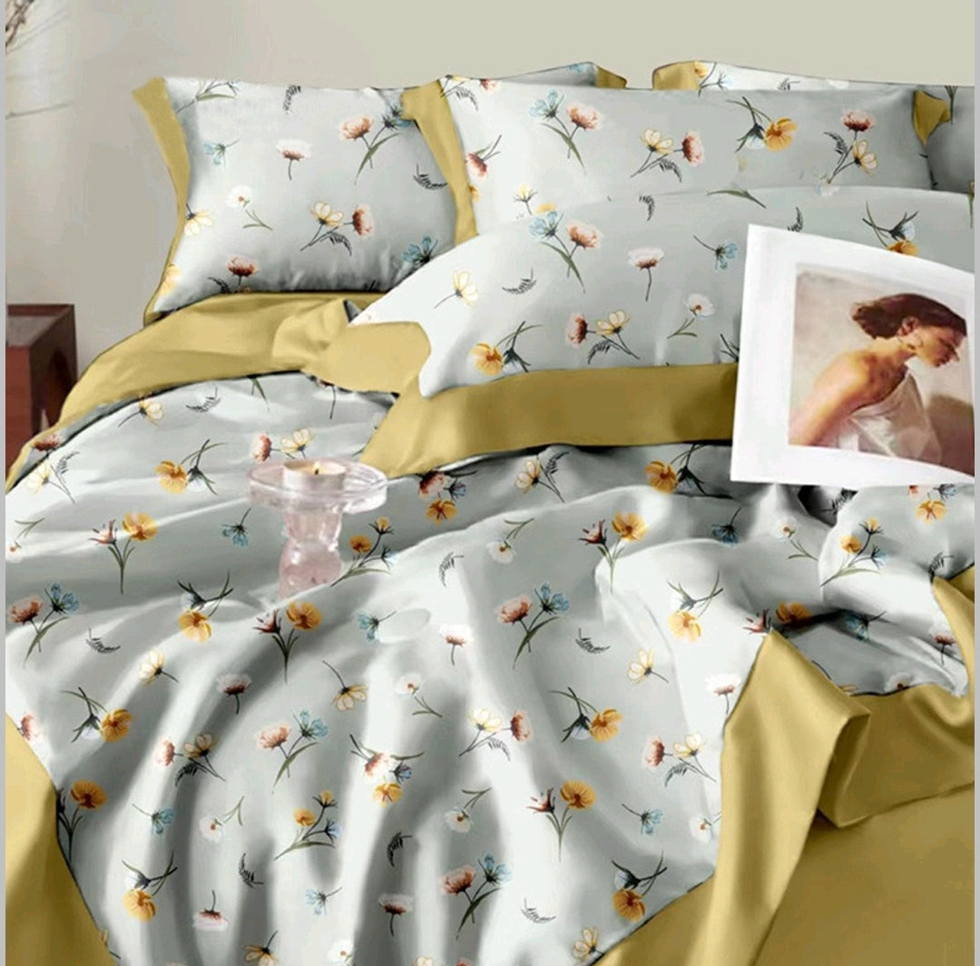 Modal Printed 400 TC King Size Double Bedsheet - 275 X 275 CM with 2 Pillow Covers - 3 Pcs Set