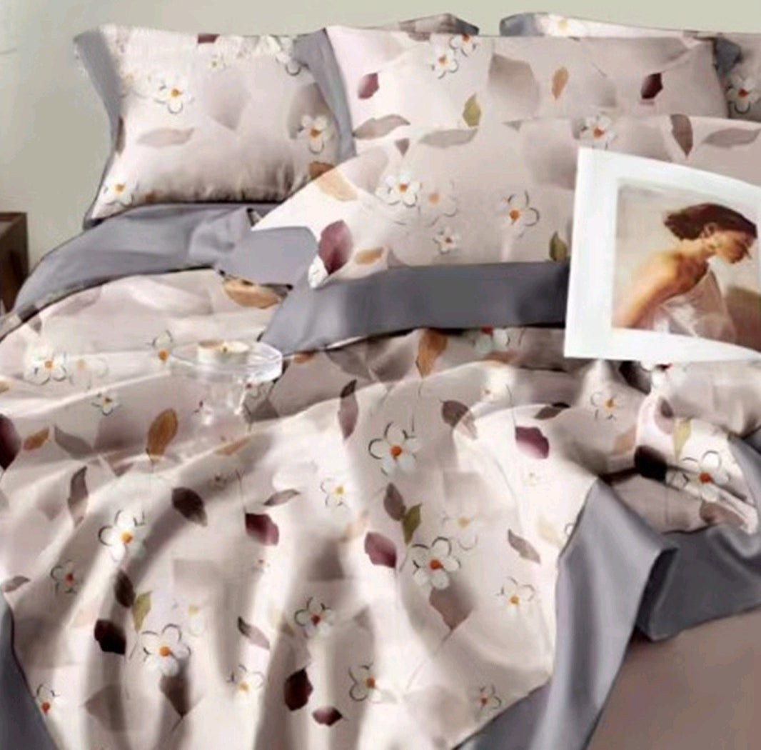 Modal Printed 400 TC King Size Double Bedsheet - 275 X 275 CM with 2 Pillow Covers - 3 Pcs Set