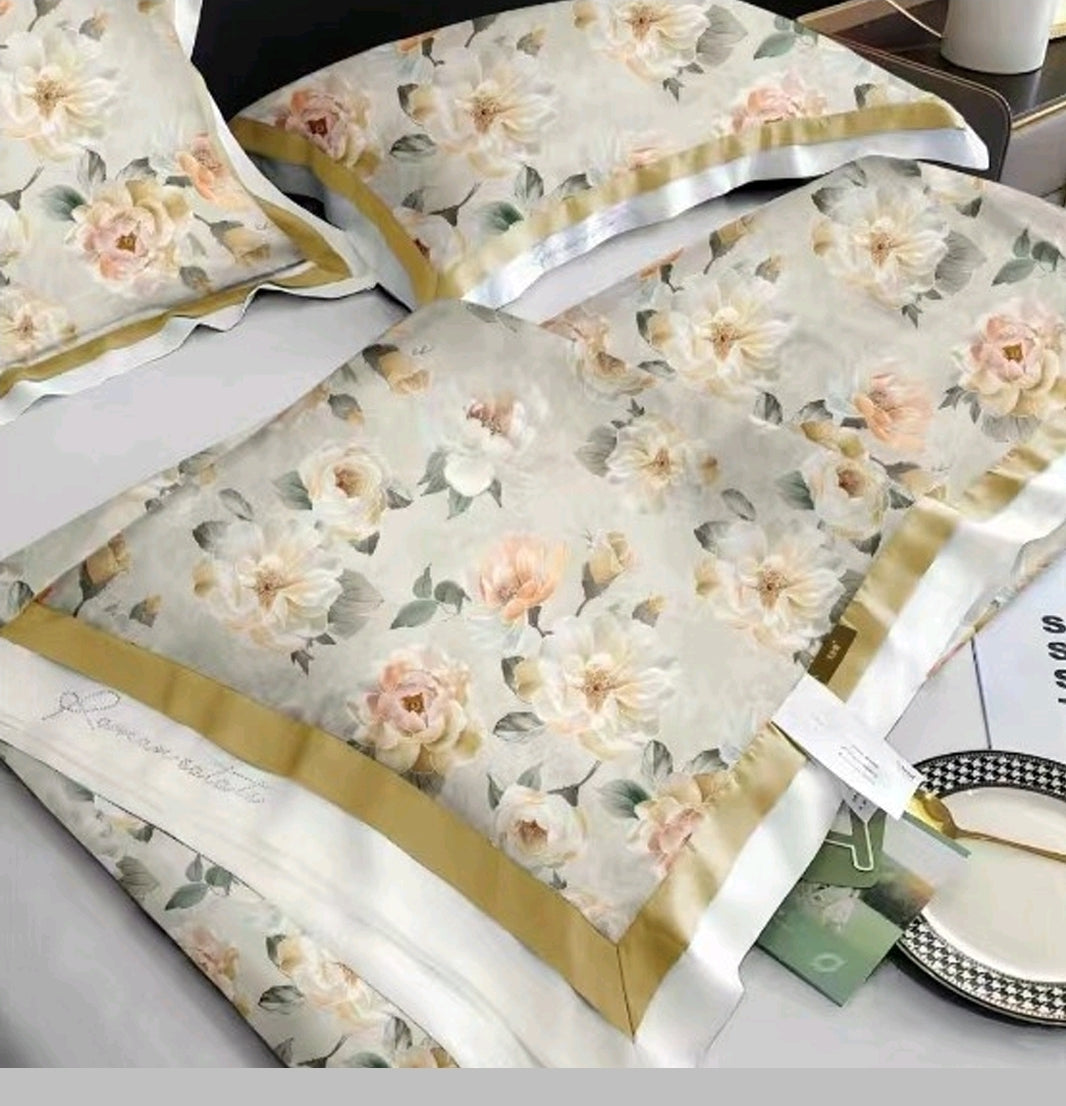 Modal Printed 400 TC King Size Double Bedsheet - 275 X 275 CM with 2 Pillow Covers - 3 Pcs Set