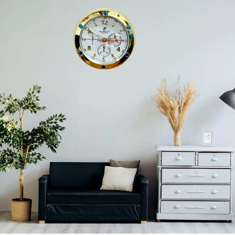 Luxury  Stainless Steel Metal Wall Clock For Royal Home & Bunglows, Wall Clock, Wall Watch. Diameter - 35 cm