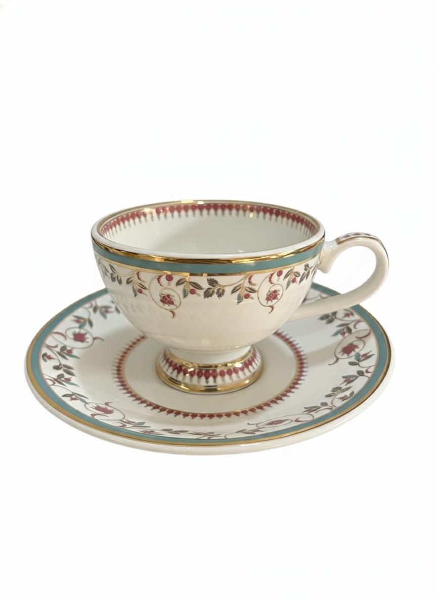 Fine Bone China printed Cup and Saucer Pink (Set of 6)