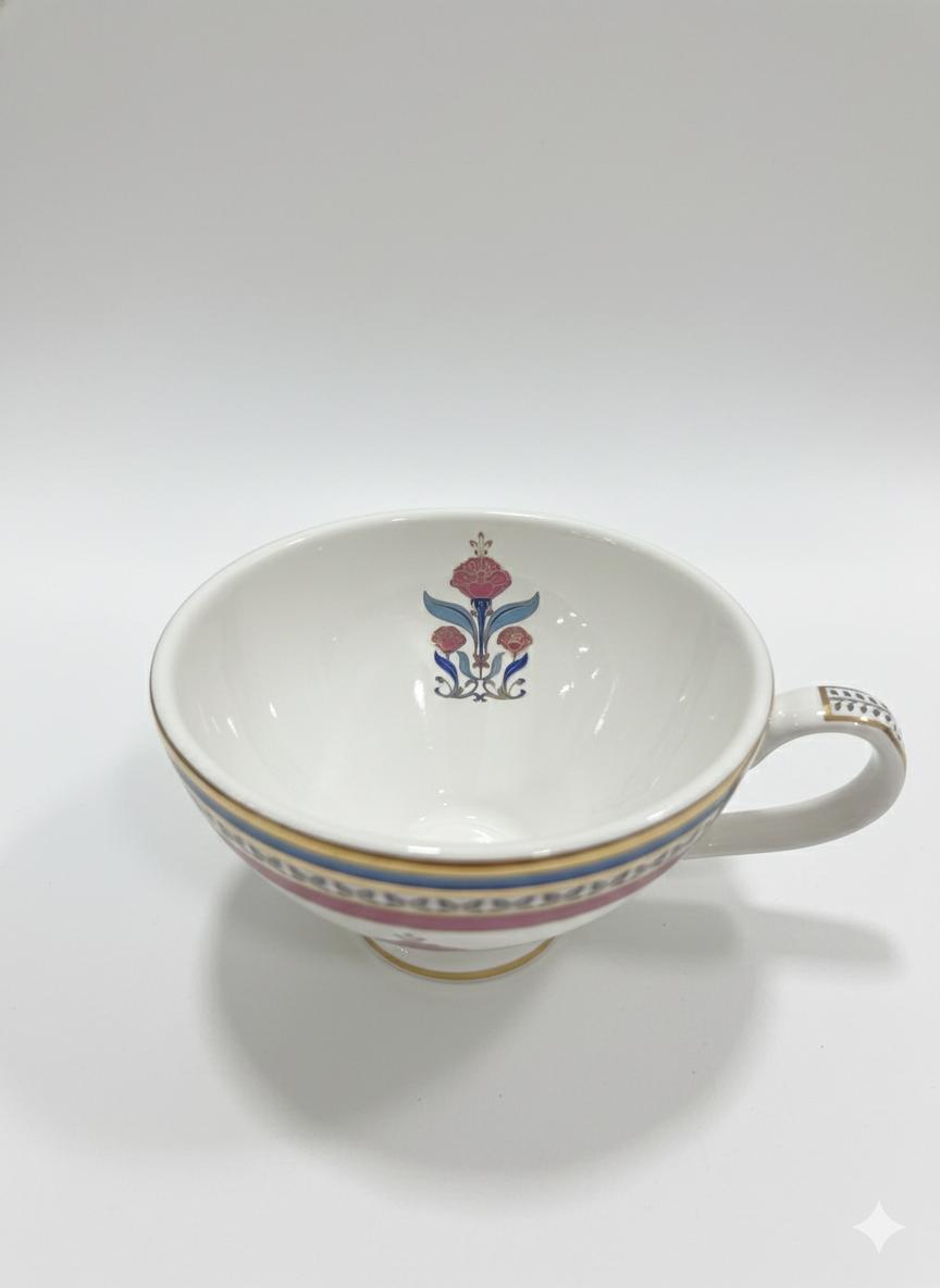 Fine Bone China printed Cup and Saucer Pink (Set of 6)