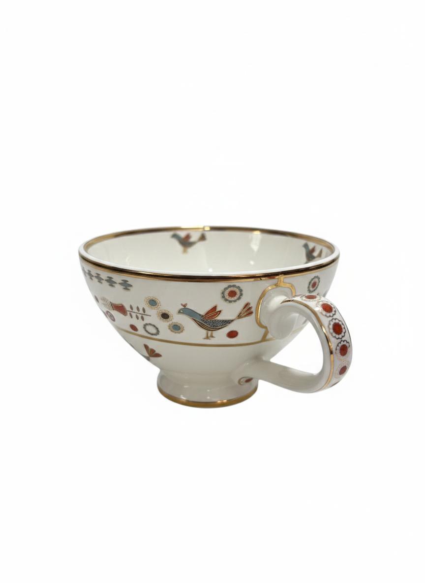 Fine Bone China printed Cup and Saucer Pink (Set of 6)