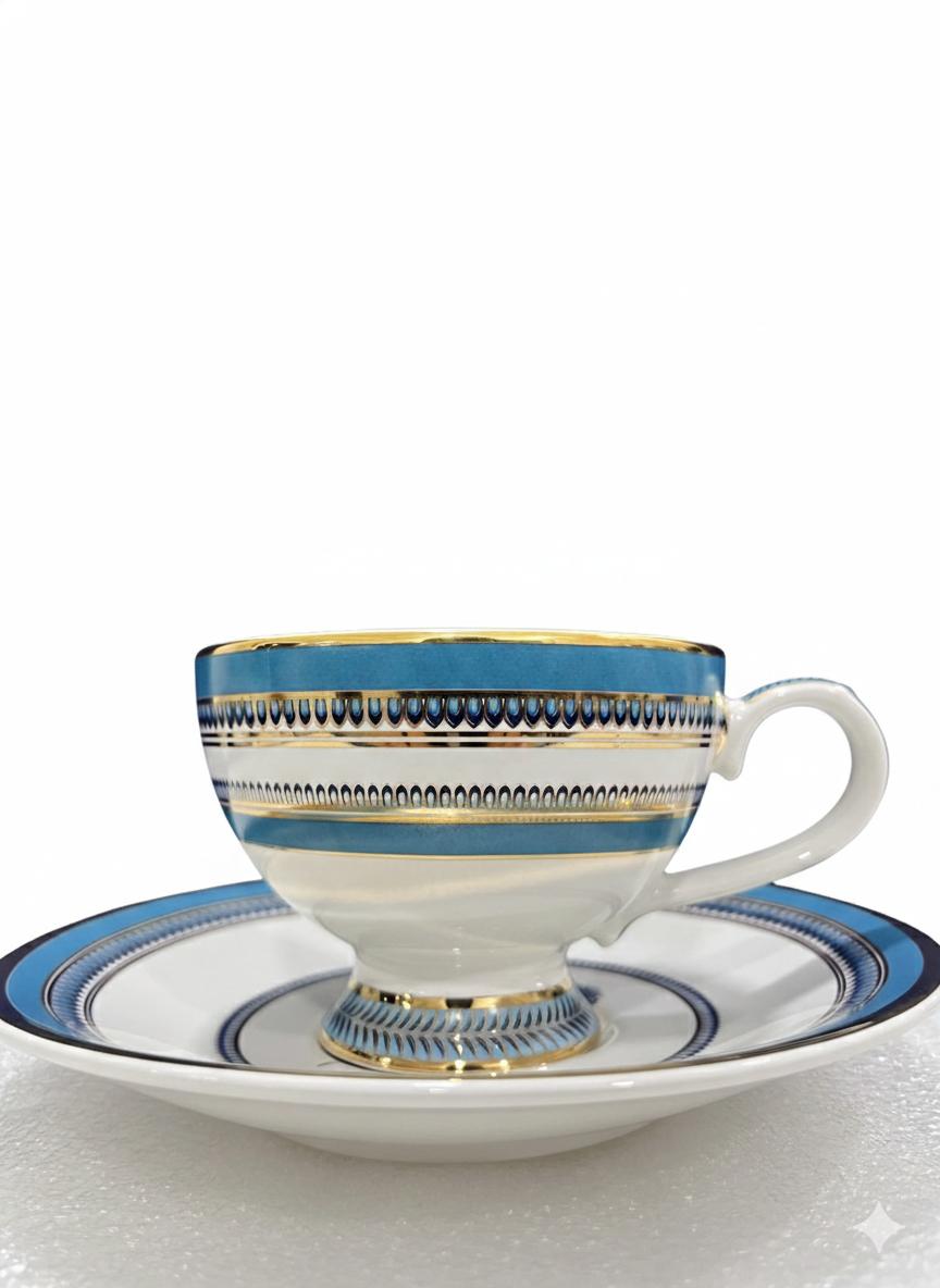 Fine Bone China printed Cup and Saucer Pink (Set of 6)