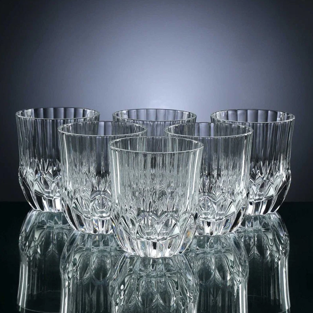 RCR (Made in Italy) Adagio Crystal Short Whisky Water Tumblers Glasses, 350 ml, Set of 6
