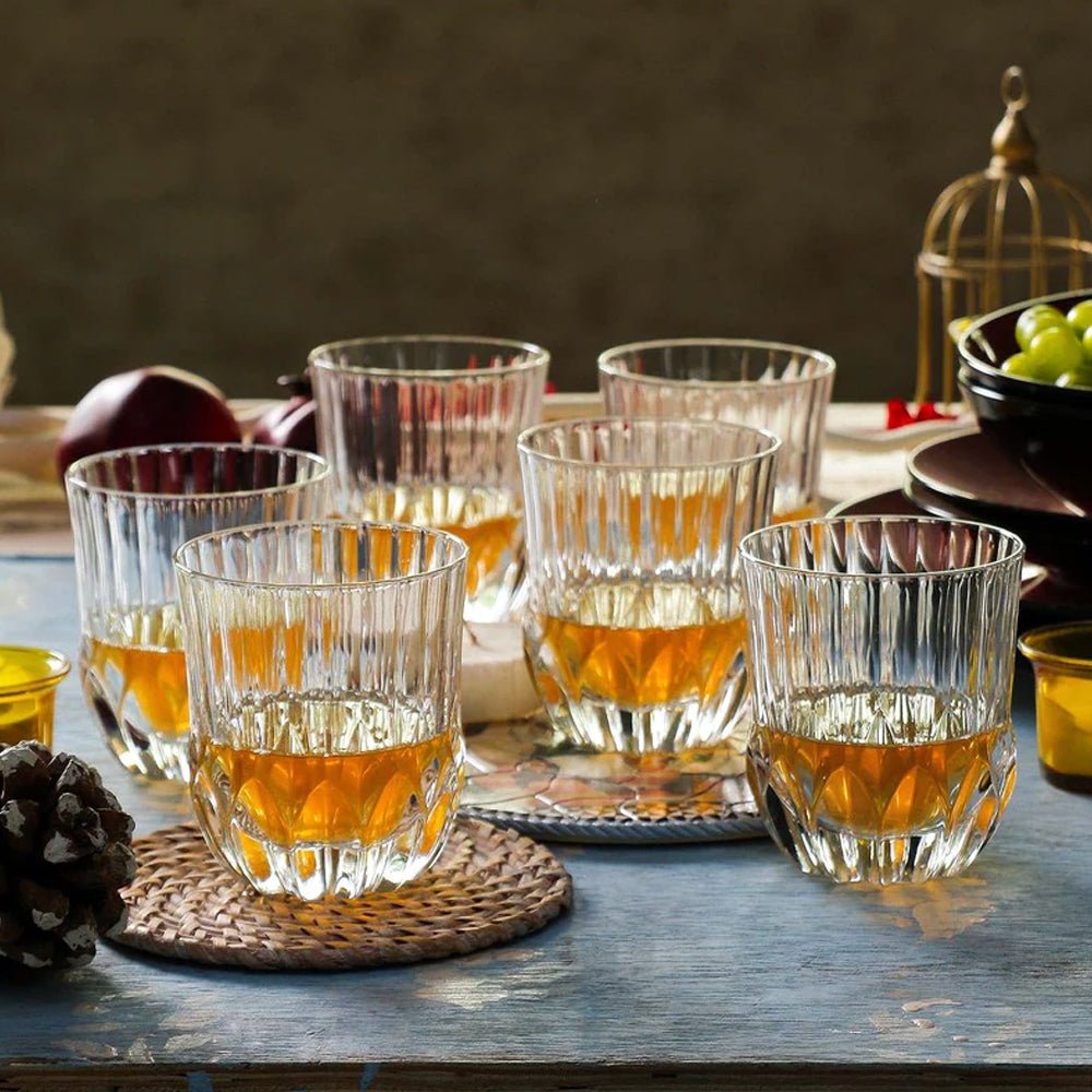 RCR (Made in Italy) Adagio Crystal Short Whisky Water Tumblers Glasses, 350 ml, Set of 6