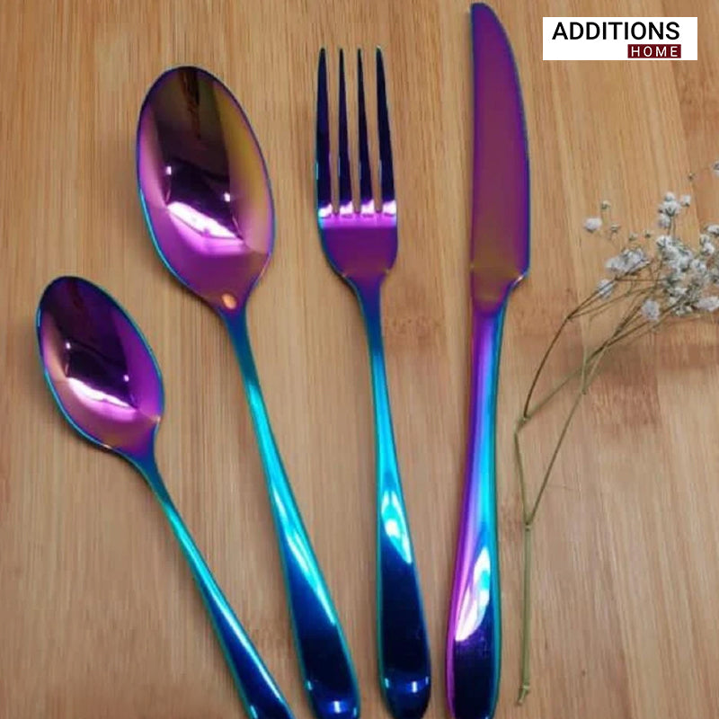 24pcs Luxury Chrome Plated Classic Cutlery Set Dinner Spoon Knives Fork Set Stainless Steel Tableware Dinner Set with Black Gift Box