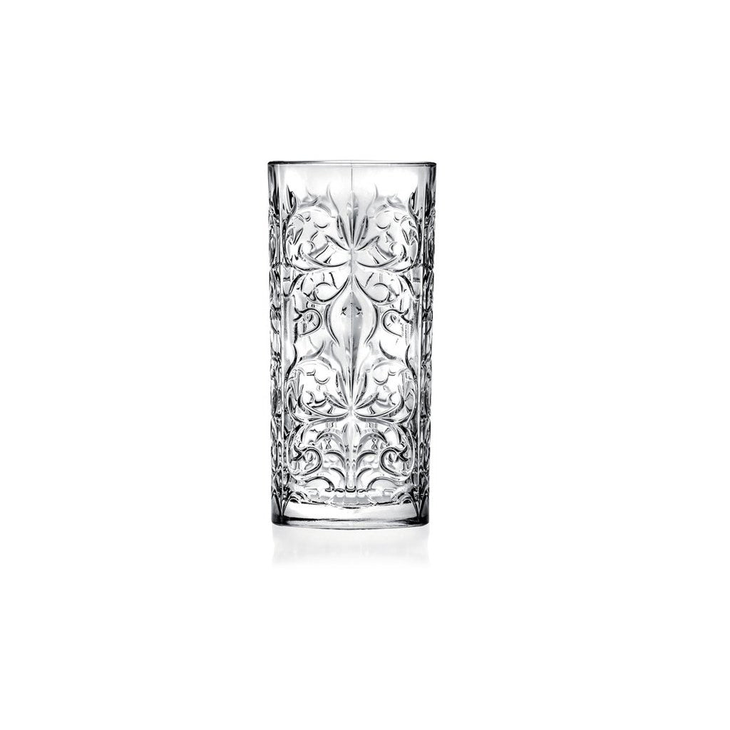 RCR (Made in Italy) Tattoo Crystal Long Whisky Water Tumblers Glasses, 360 ml, Set of 6